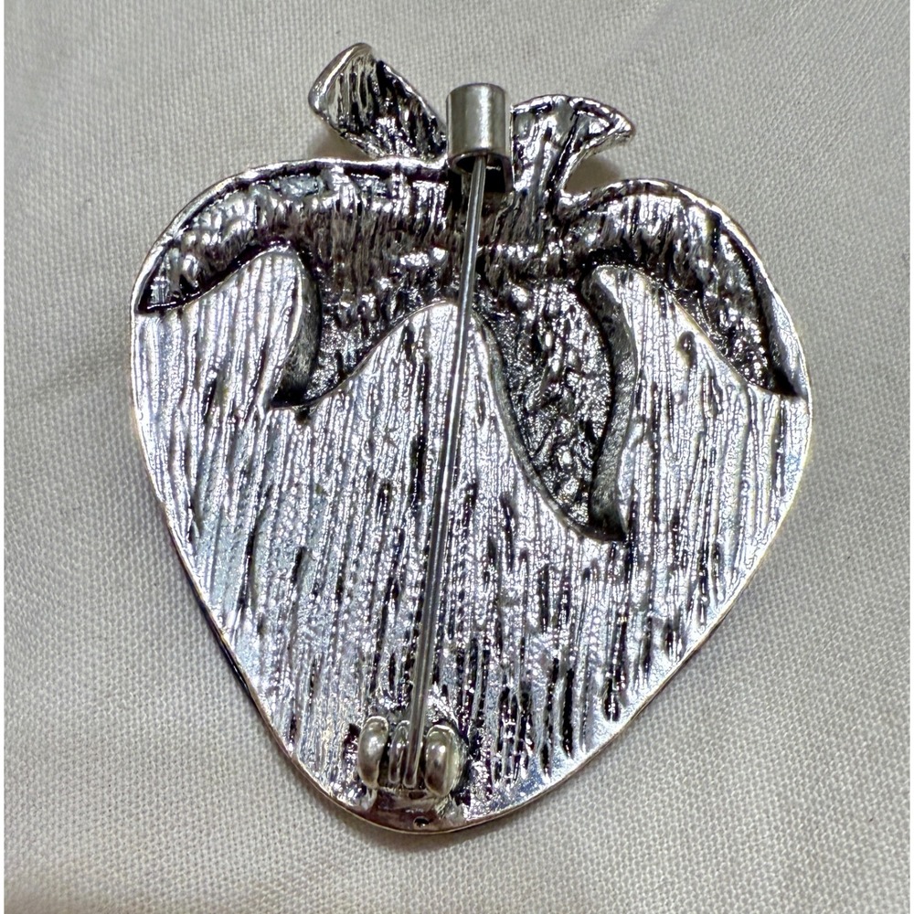 Vintage Abalone Shell Strawberry Stick Pin Brooch Silver Tone Fruit Jewelry - Picture 3 of 7